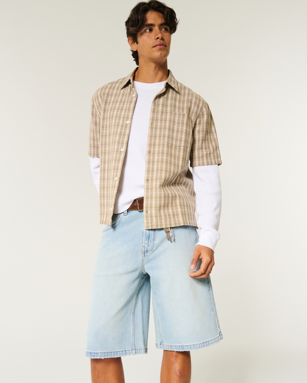 Light Wash Super Baggy Denim Shorts, Light view 1