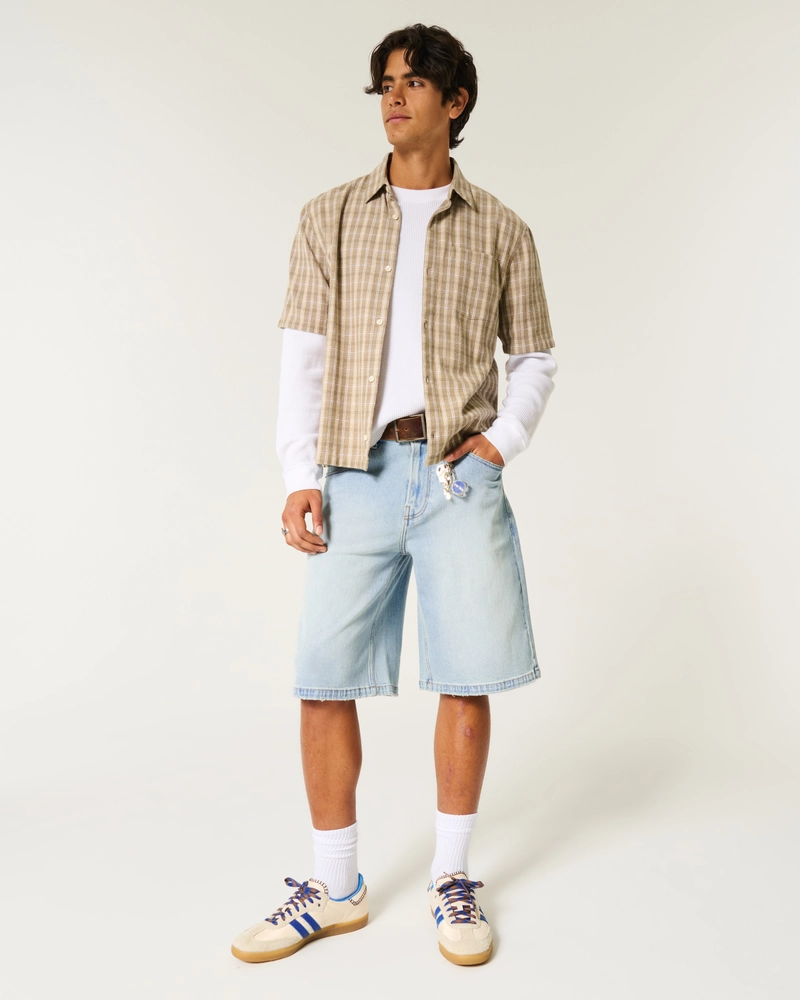Light Wash Super Baggy Denim Shorts