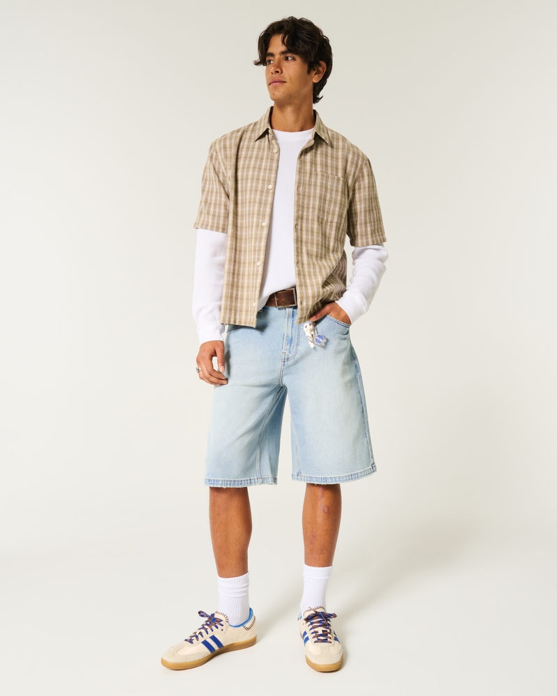 Light Wash Super Baggy Denim Shorts