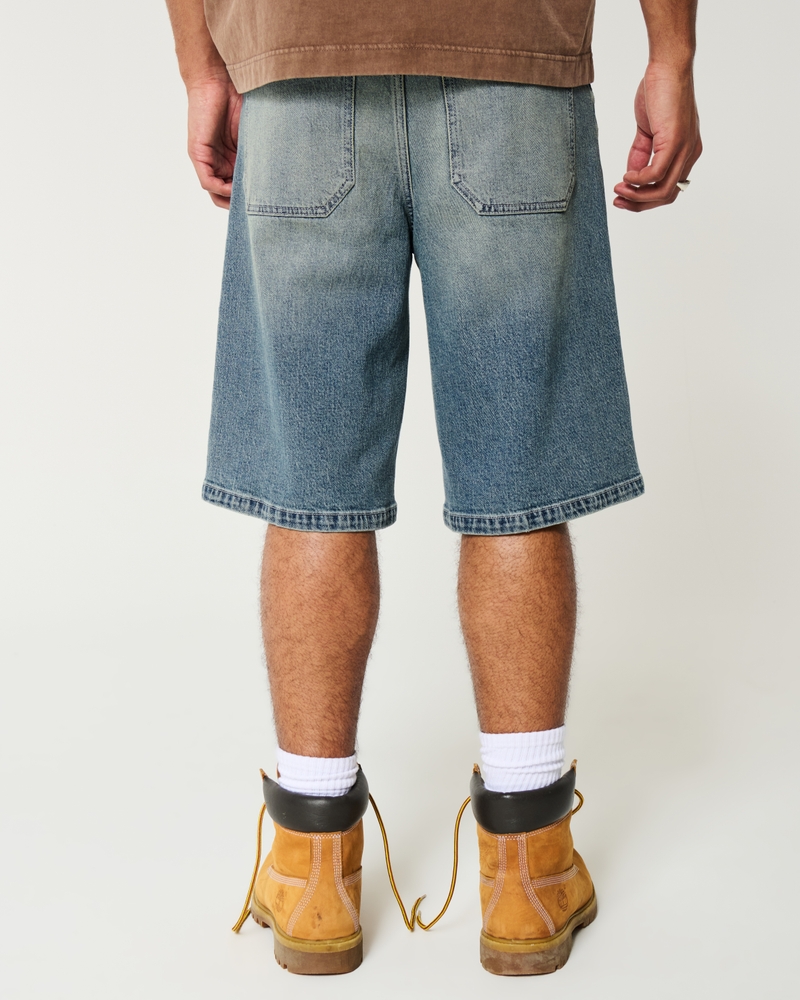 Taz Graphic Medium Wash Super Baggy Denim Shorts