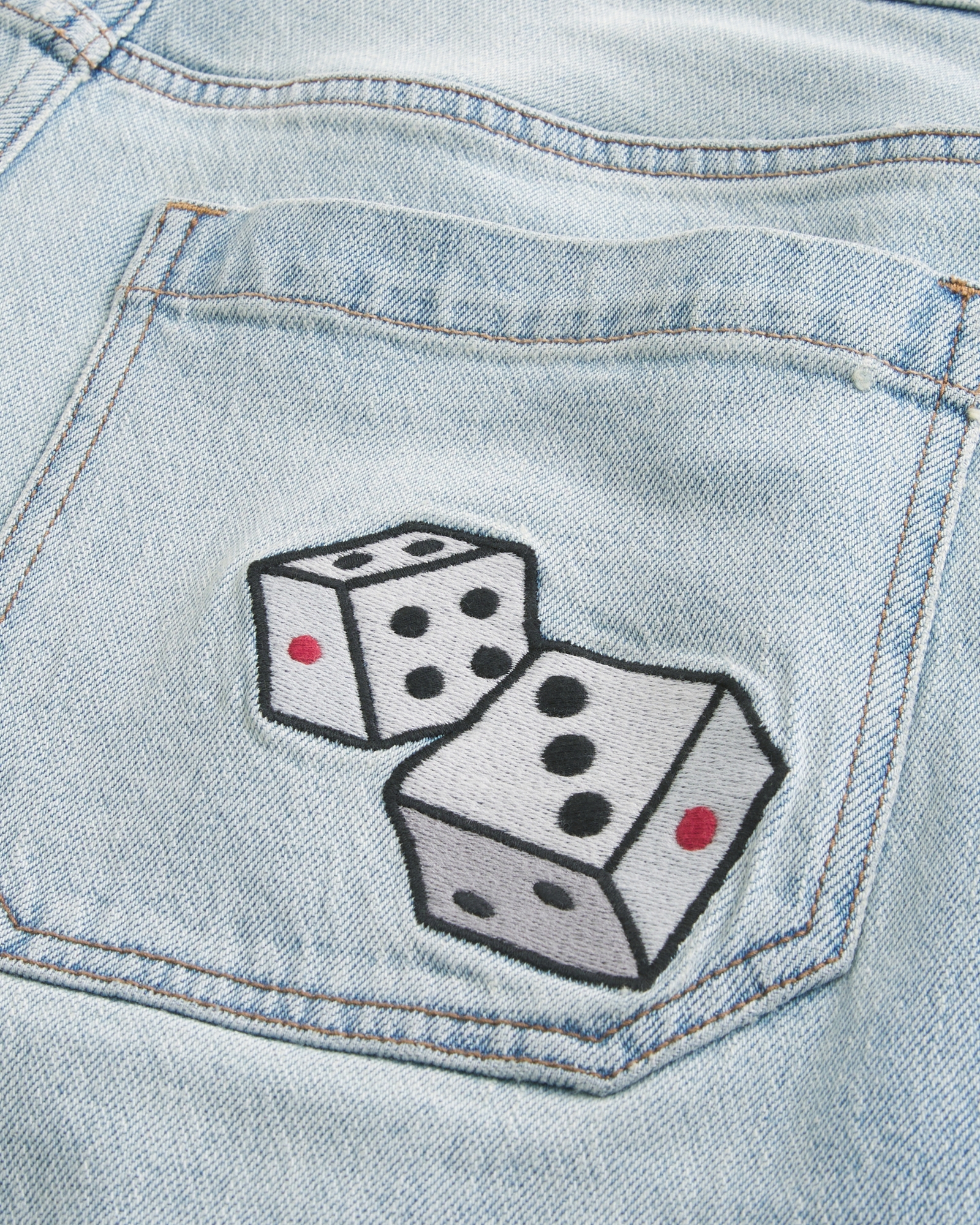 Men's Light Wash Dice Graphic Super Baggy Denim Shorts | Men's