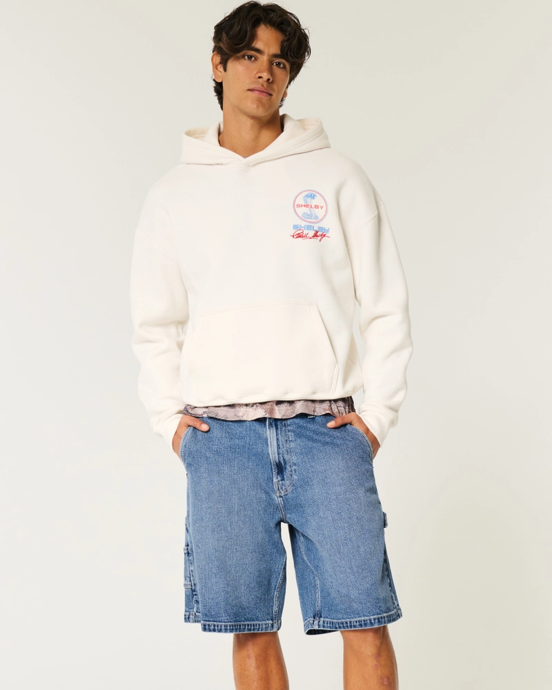Medium Wash Baggy Painter Jean Shorts