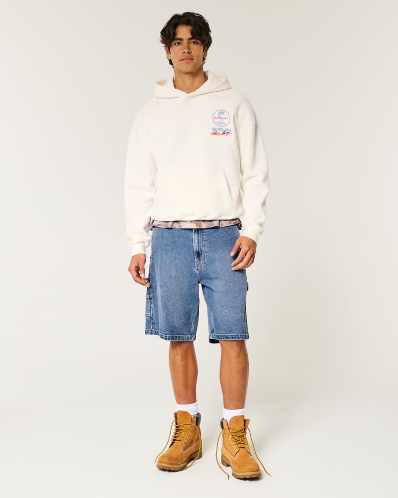 Medium Wash Baggy Painter Jean Shorts