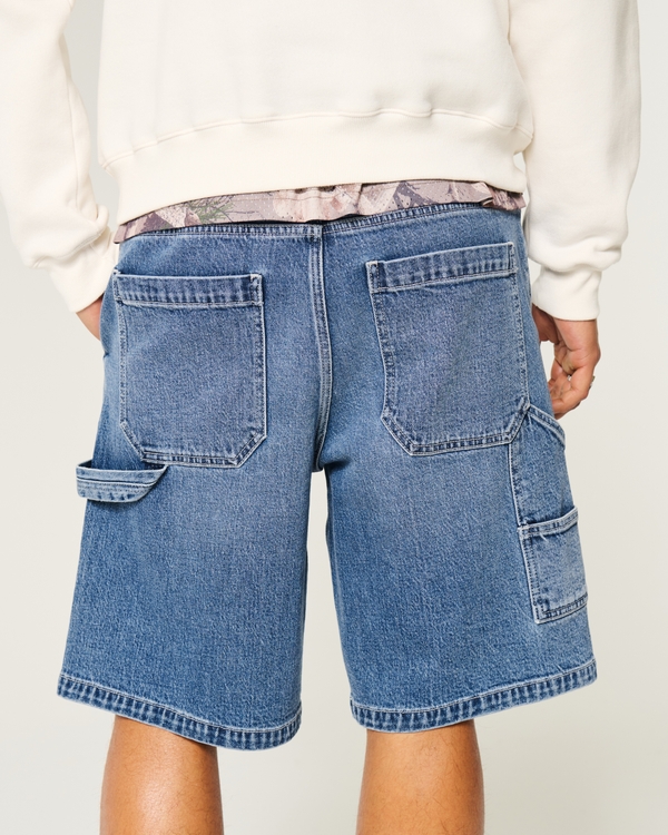 Medium Wash Baggy Painter Jean Shorts