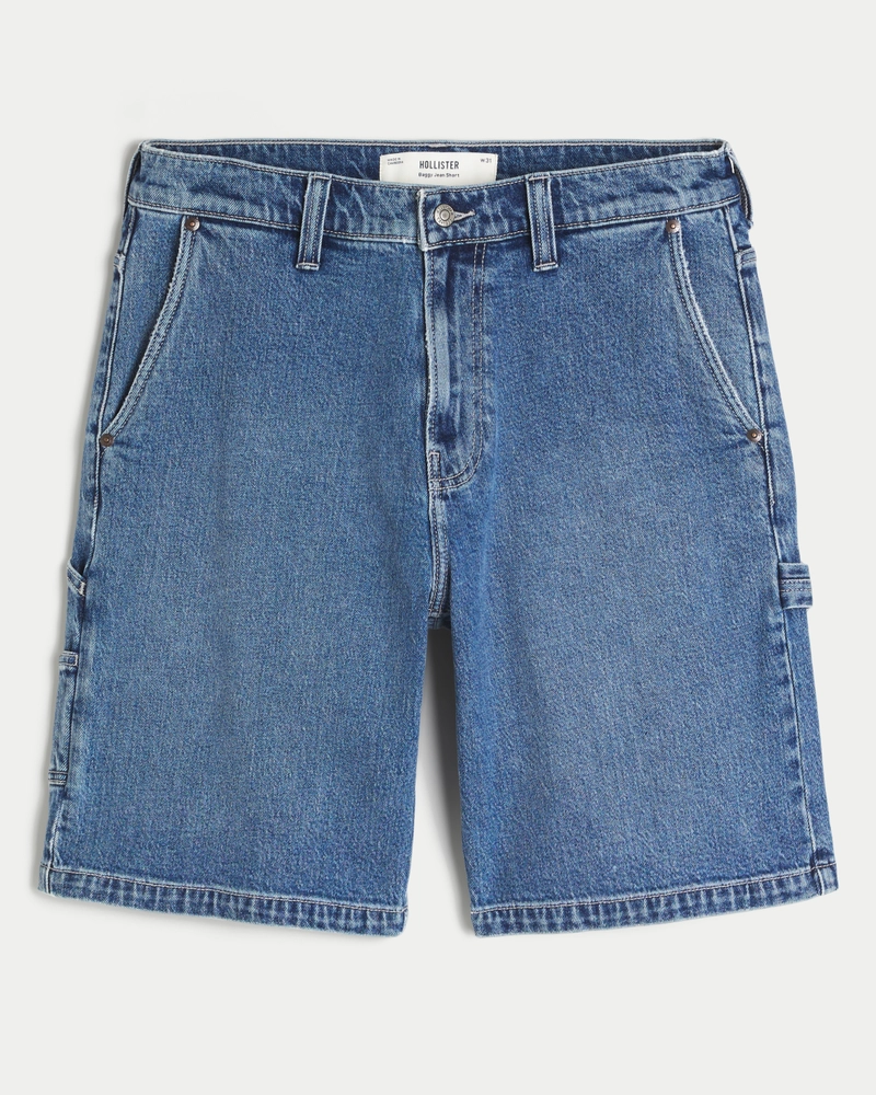 Medium Wash Baggy Painter Jean Shorts