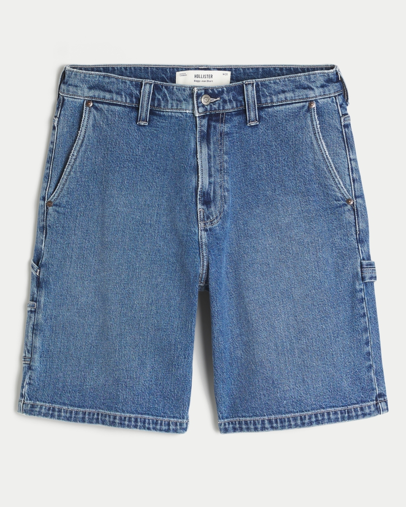 Medium Wash Baggy Painter Jean Shorts