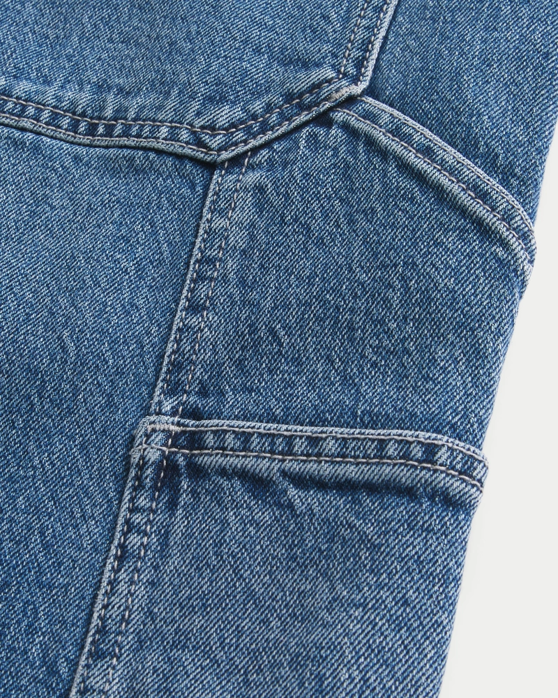 Medium Wash Baggy Painter Jean Shorts