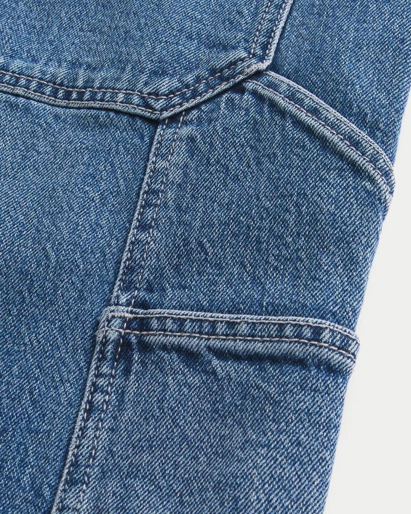 Medium Wash Baggy Painter Jean Shorts