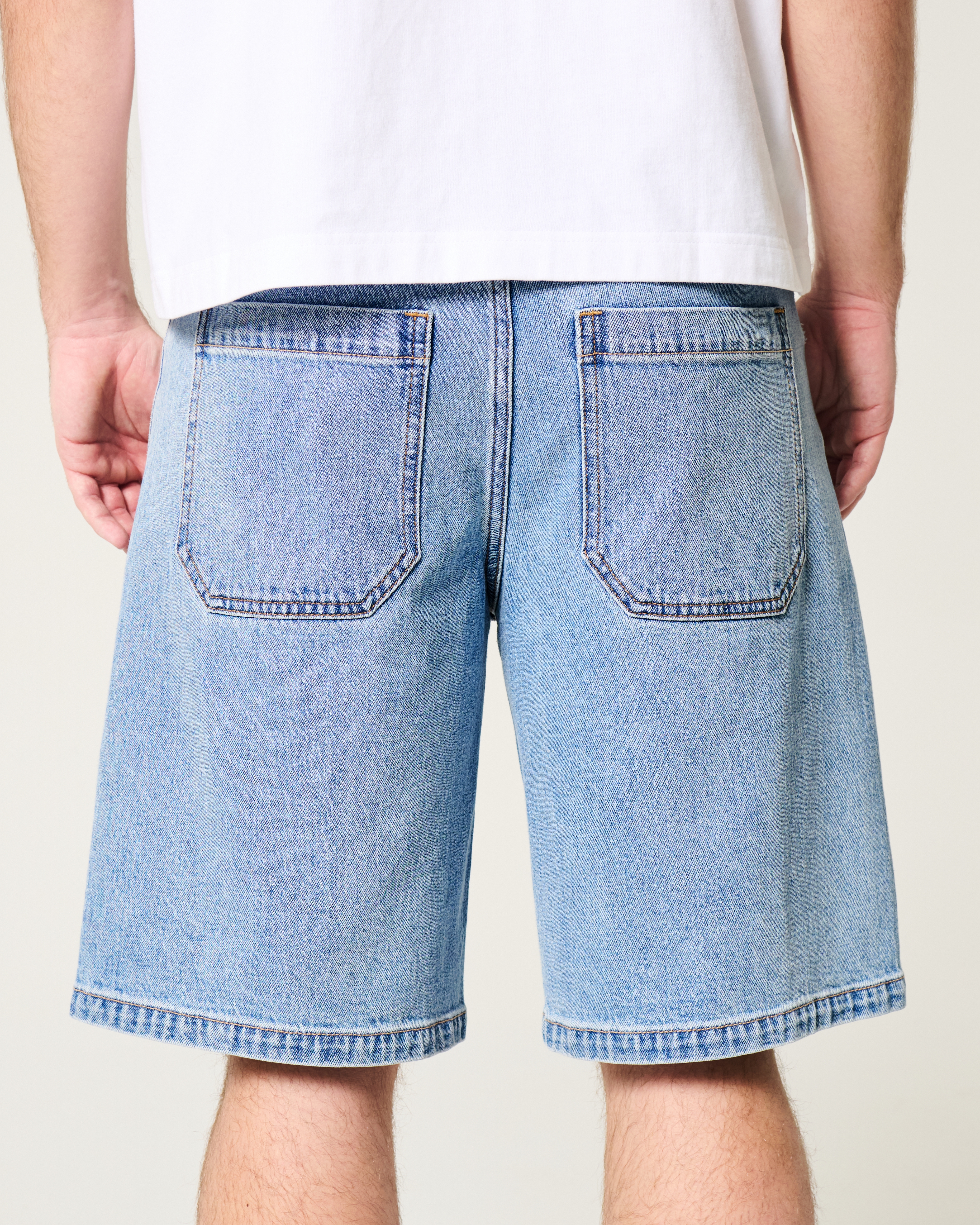 Men's Washed Black Baggy Denim Shorts | Men's Bottoms