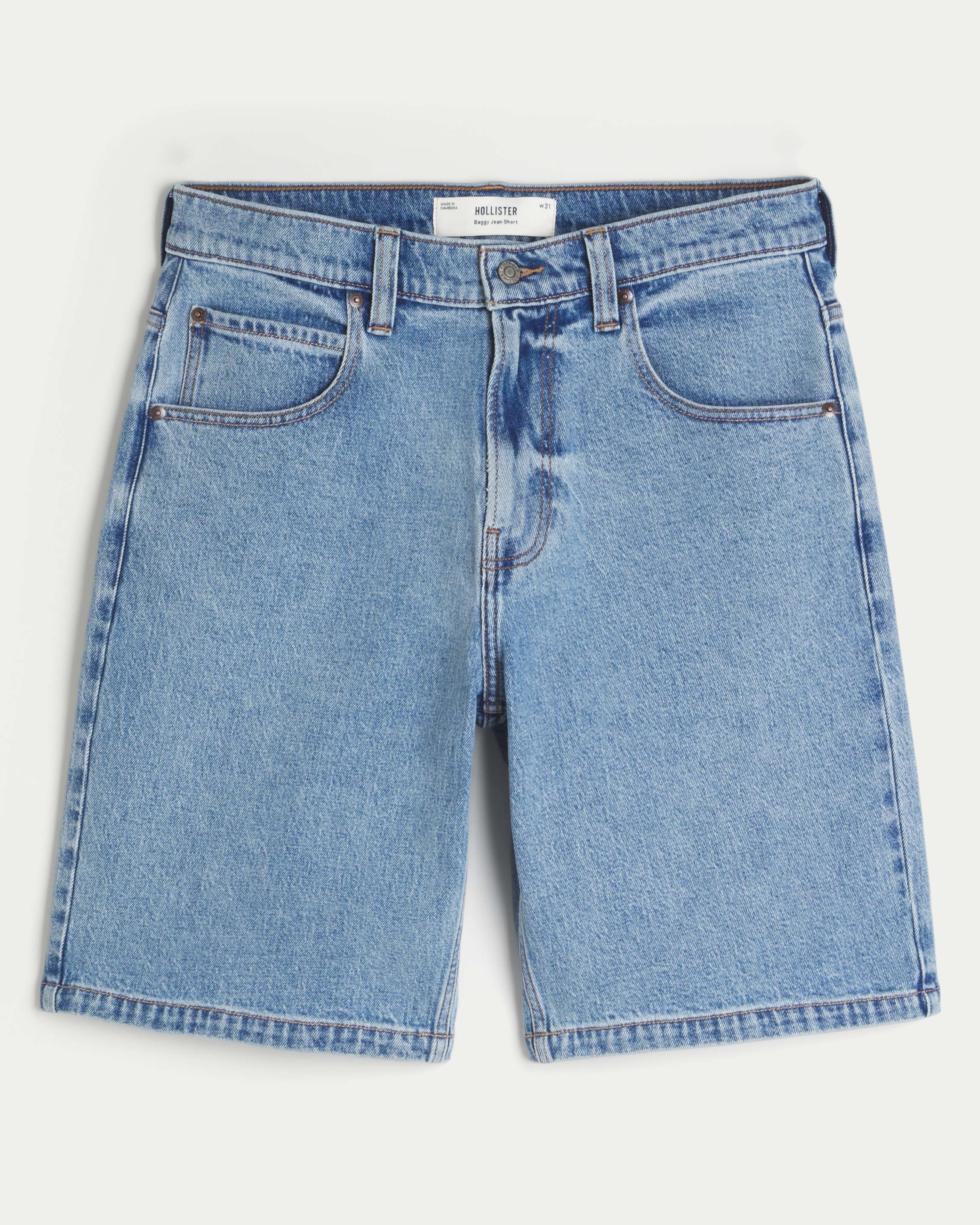 Medium Wash Baggy Jean Shorts