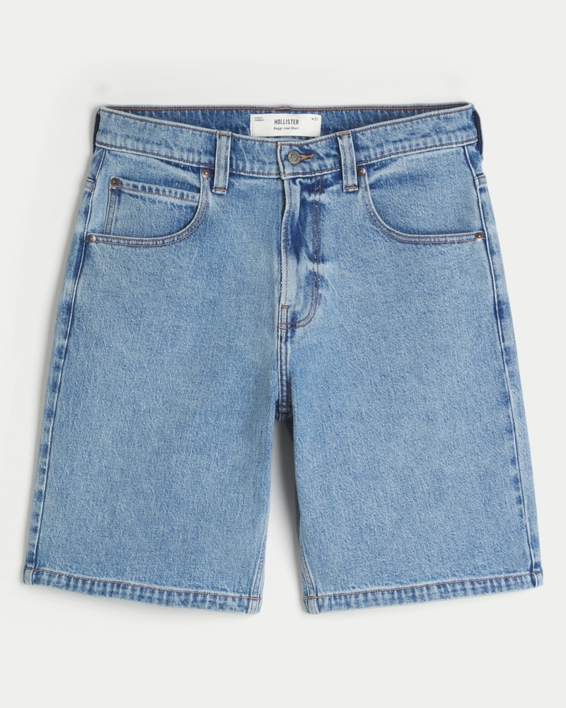 Medium Wash Baggy Jean Shorts