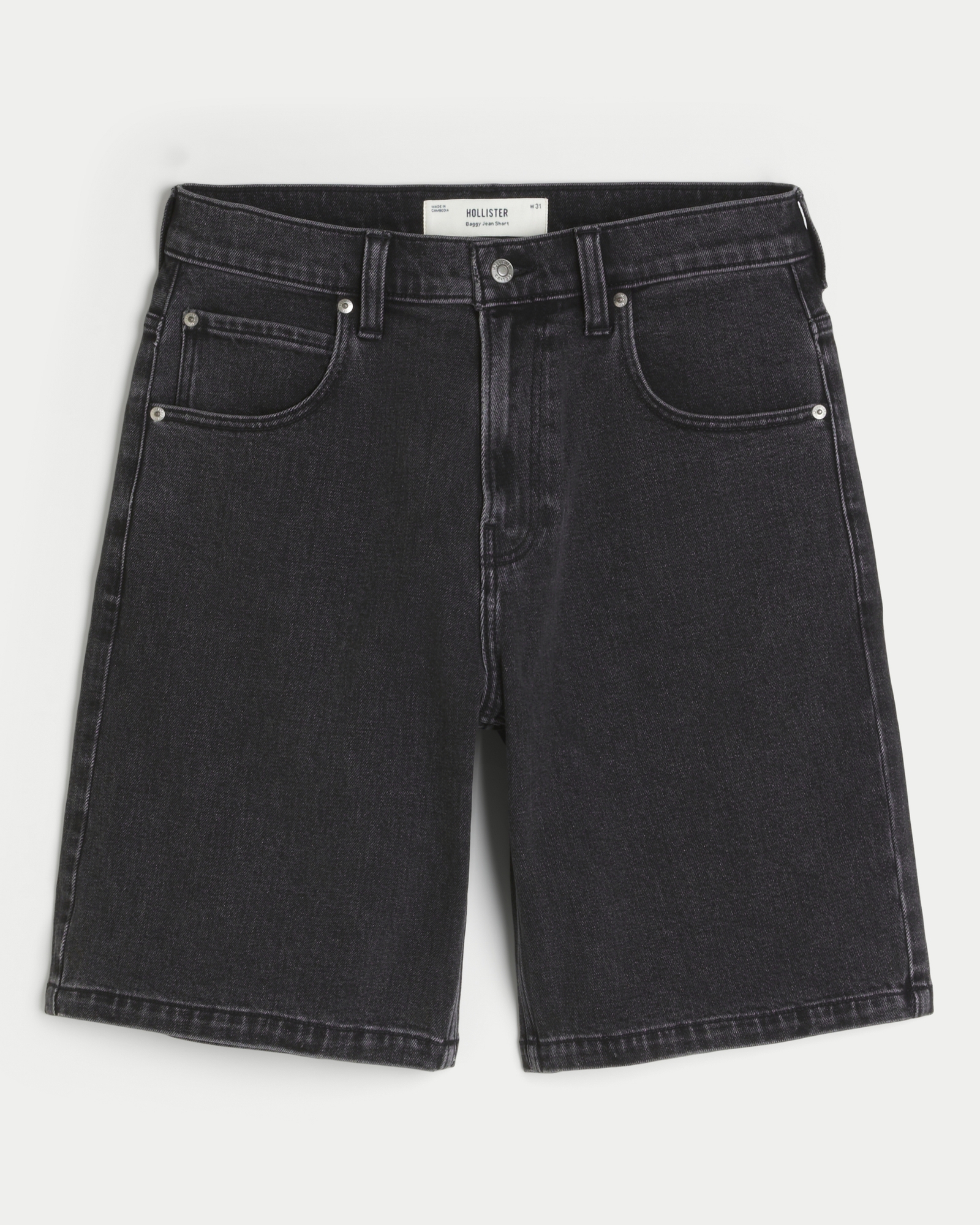 Men's Washed Black Baggy Denim Shorts | Men's Clearance