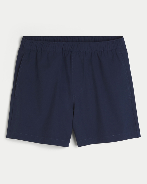 Mid-Thigh Hybrid Active Shorts, Navy Blue view 1