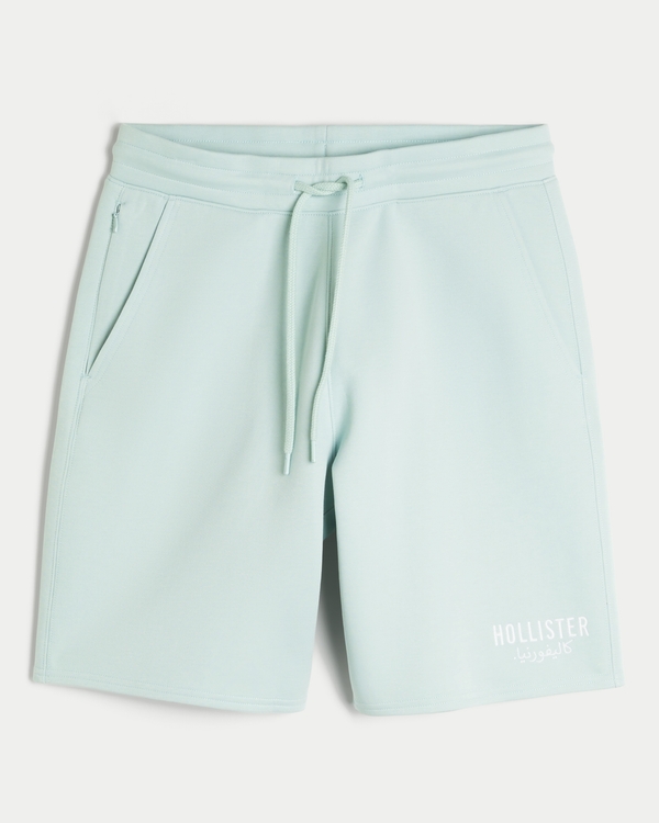 Hollister Feel Good Fleece Mid-Thigh Logo Shorts, Mint view 1