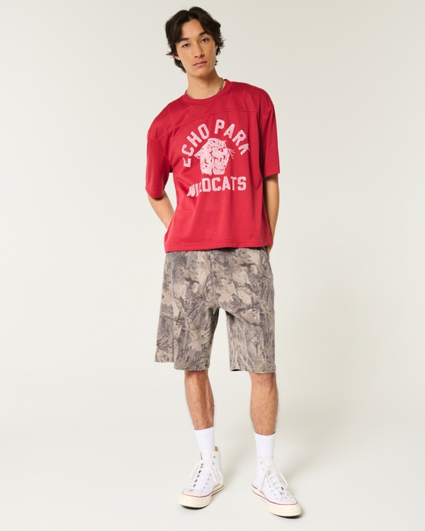 Camo Baggy Denim Painter Shorts, Tan Camo view 2