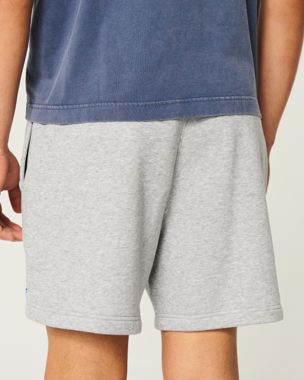 Hollister Feel Good Fleece Mid-Thigh Ford Graphic Shorts, Heather Gray view 2