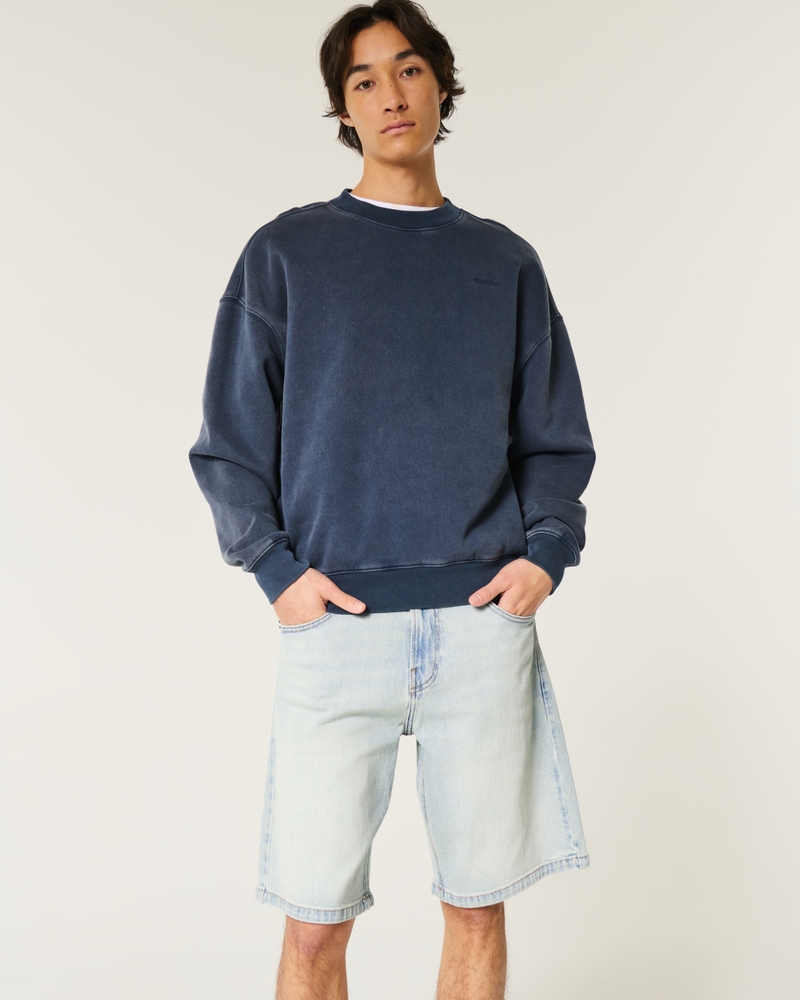 Ripped Washed Black Super Baggy Denim Shorts