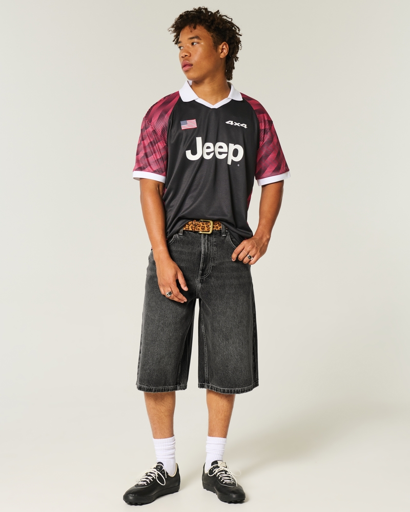 Washed Black Denim Half Pants