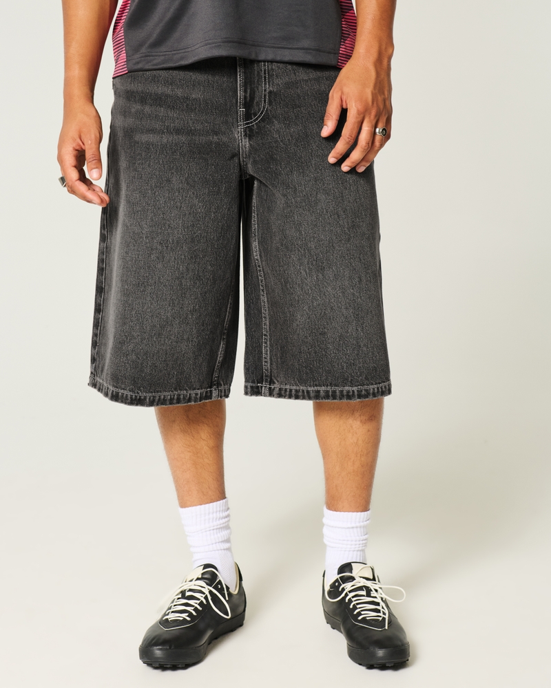Washed Black Denim Half Pants