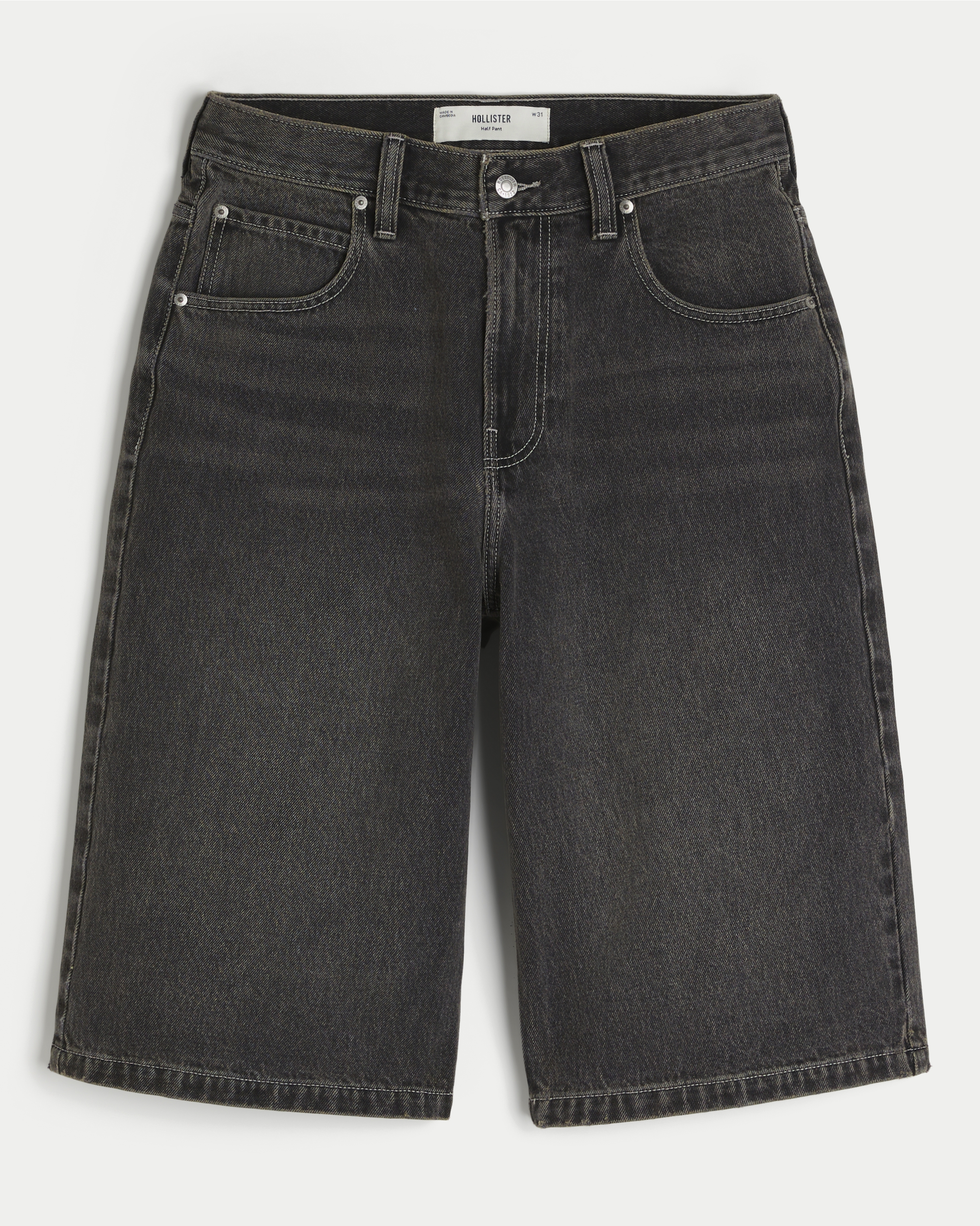 Washed Black Denim Half Pants