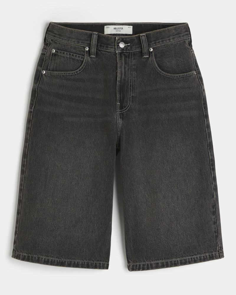 PERSTEPのBlack Deep Washing One-Tuck Denim Half Pants Men's Washed Black Denim Half Pants | Men's Clearance