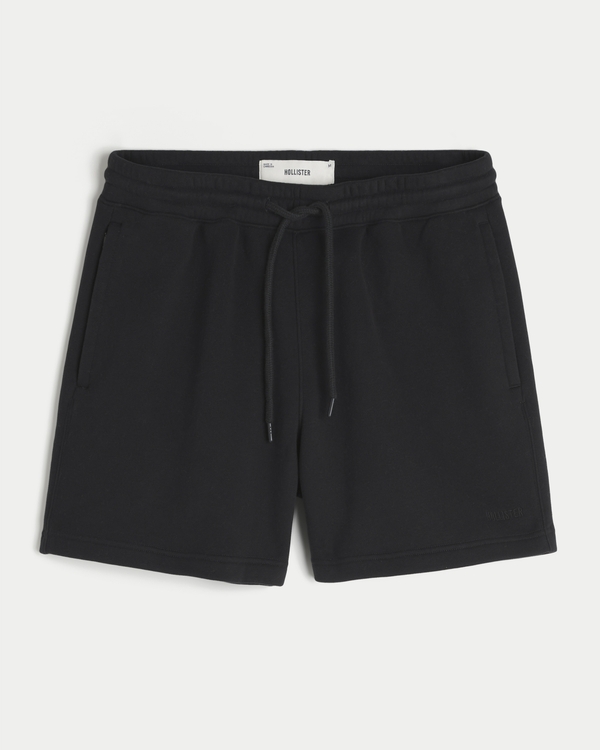 Mid-Thigh Loose Fleece Shorts, Black view 1