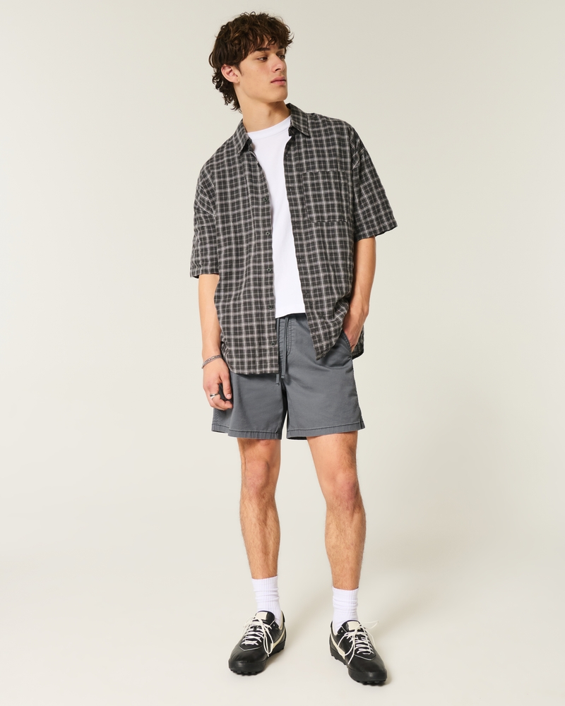 Mid-Thigh Twill Pull-On Shorts