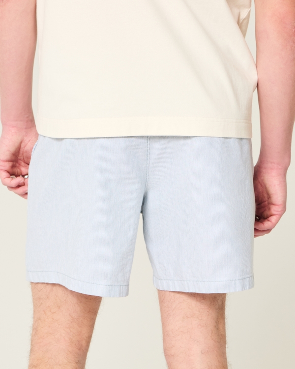 Pull-On Shorts, die bis zur Mitte des Oberschenkels reichen, aus Leinenmischung, Hellblau Mit Streifen view 2