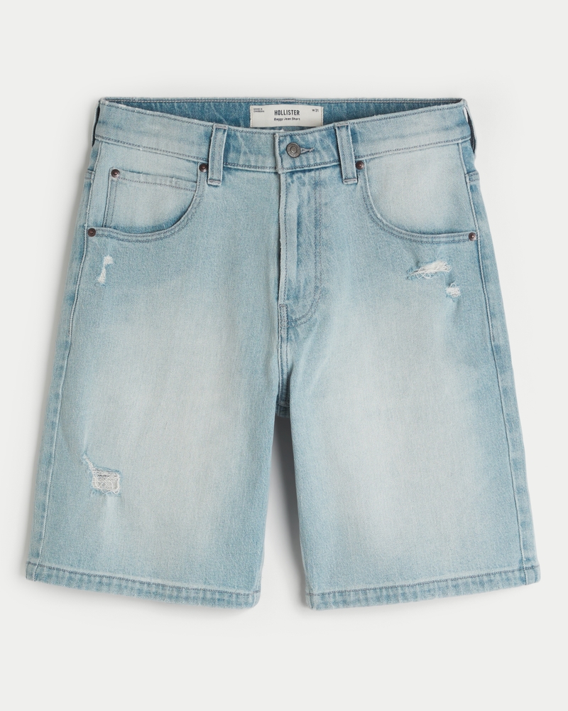 Ripped Washed Black Super Baggy Denim Shorts