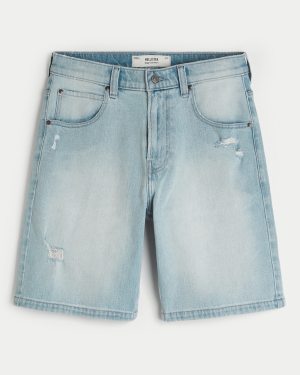 Distressed Baggy Denim Shorts, Light view 1