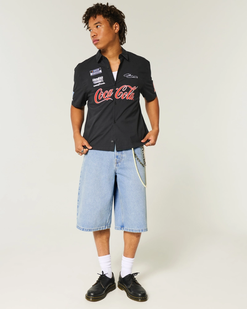 Light Wash Baggy Denim Half Pants