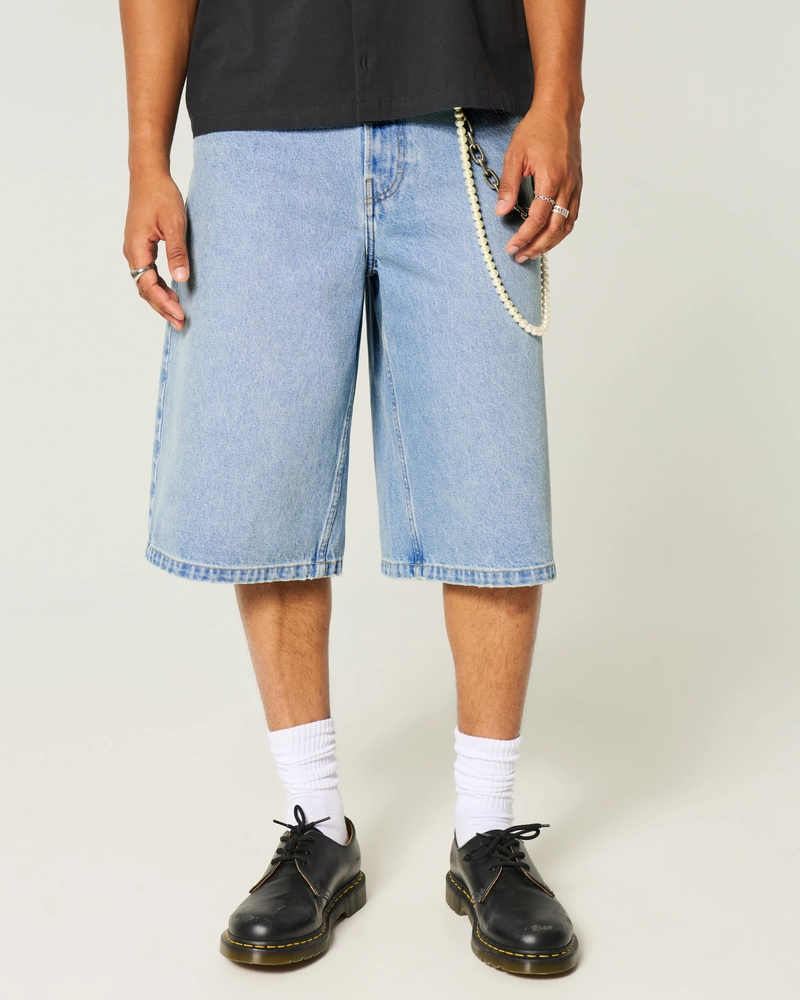 Light Wash Baggy Denim Half Pants