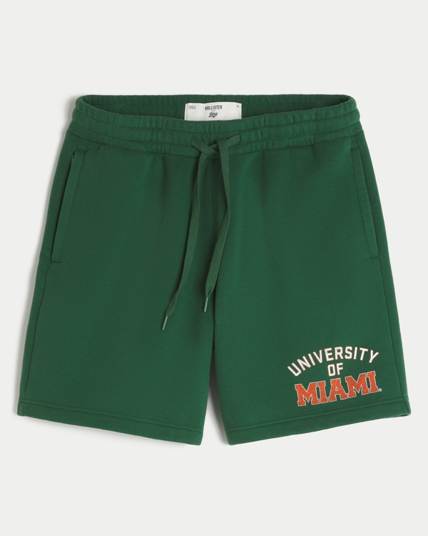 University of Miami Hurricanes Graphic Fleece Shorts, Dark Green view 1