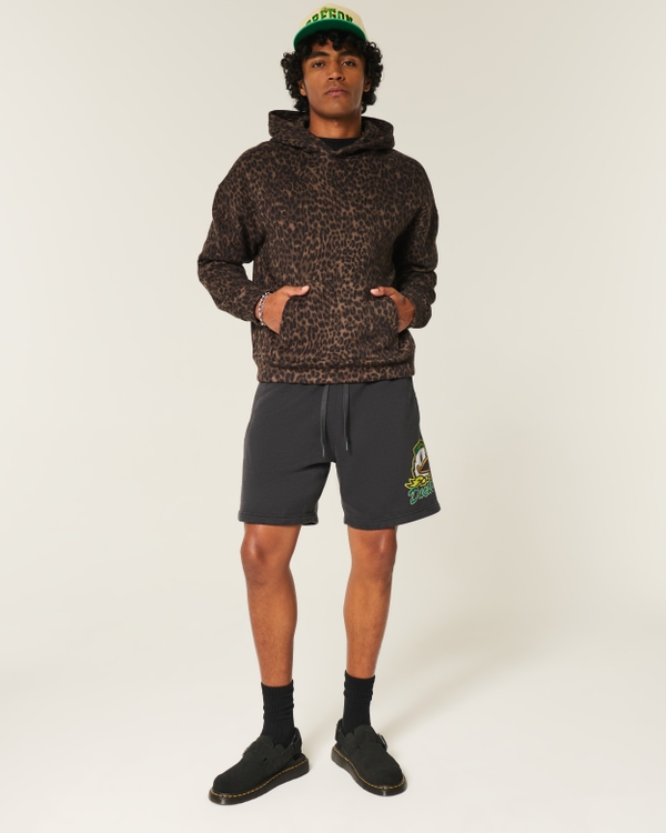 University of Oregon Ducks Graphic Fleece Shorts, Faded Black view 2