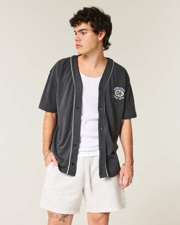 Mid-Thigh Loose Fleece Shorts, Light Heather Gray view 1