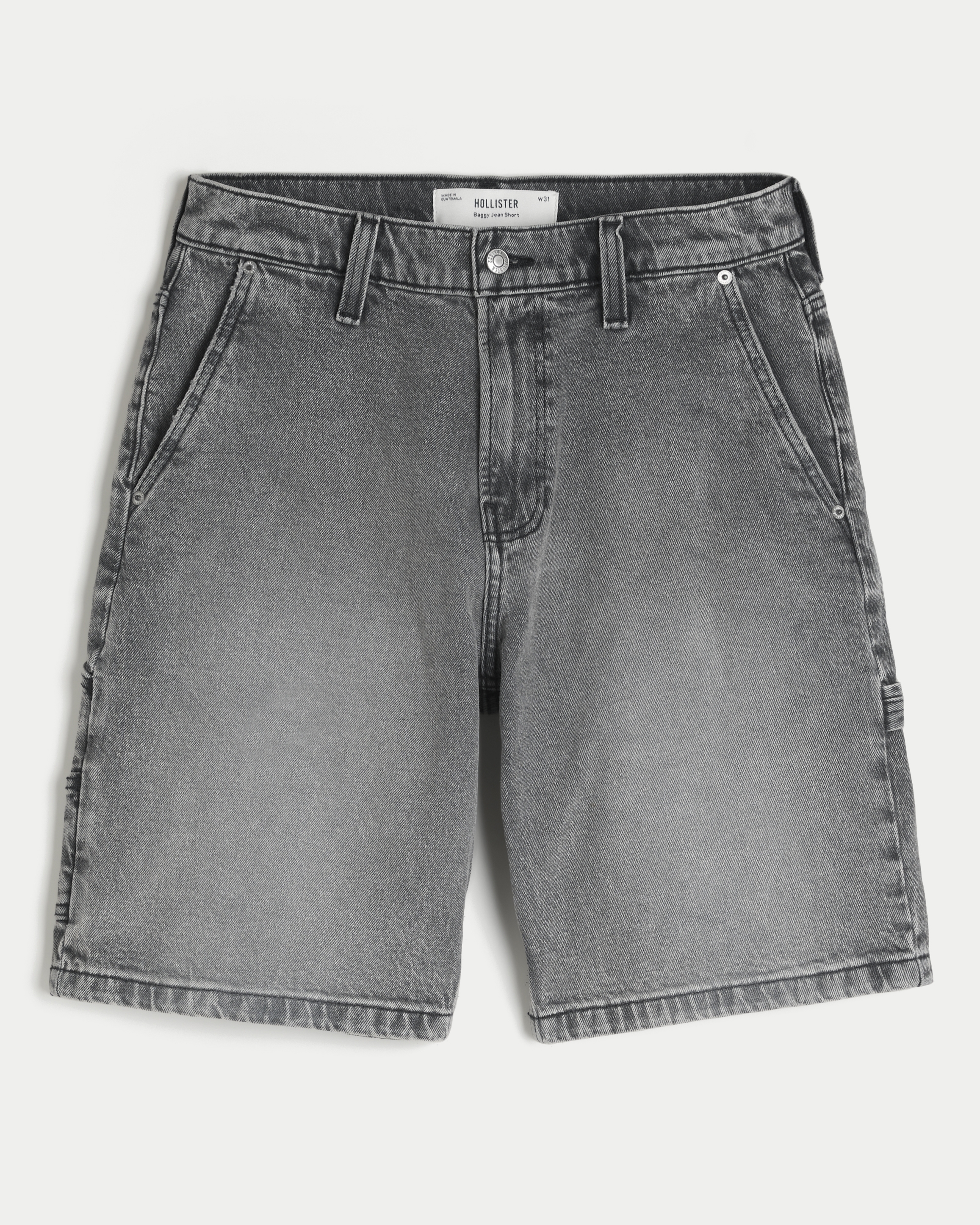 Washed Black Denim Baggy Painter Shorts