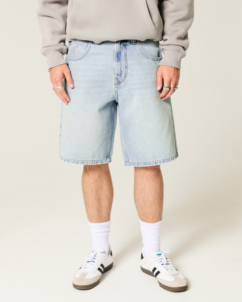 Star Graphic Baggy Denim Shorts
