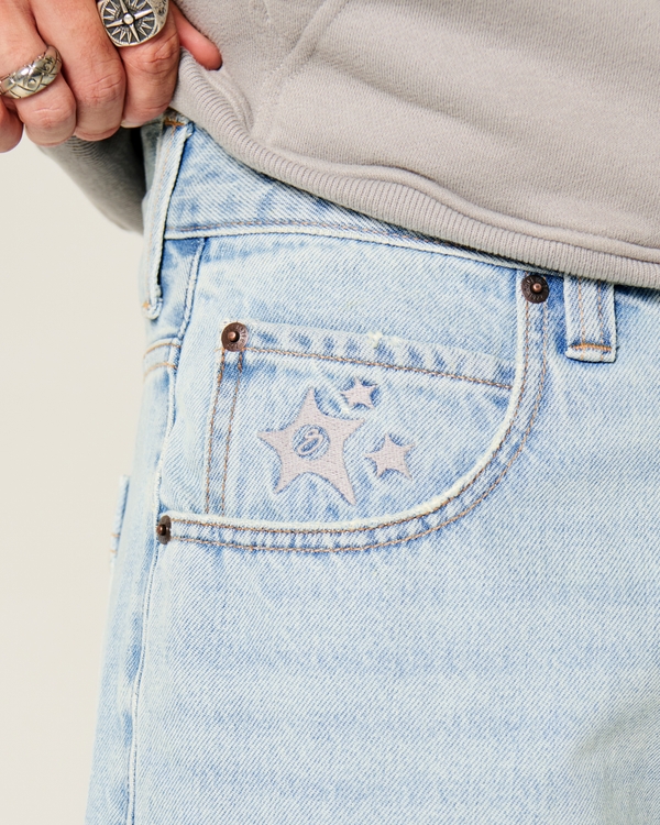 Star Graphic Baggy Denim Shorts, Light view 2