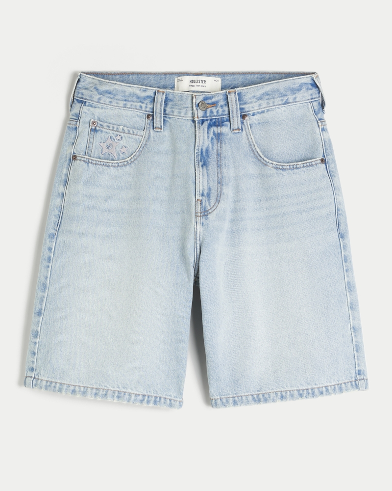 Star Graphic Baggy Denim Shorts