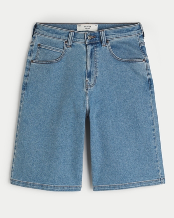 Men's Embroidered Heart Graphic Super Baggy Denim Shorts