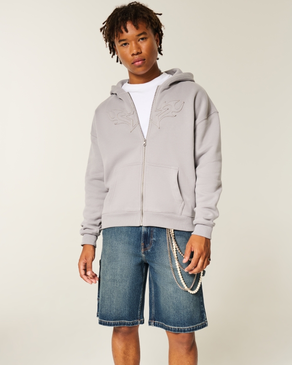 Baggy Denim Painter Shorts, Dark view 1