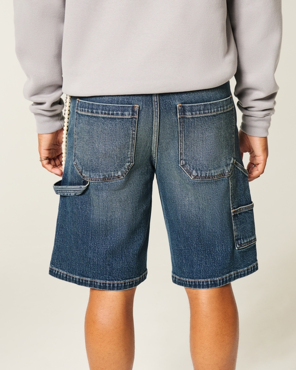 Baggy Denim Painter Shorts, Dark view 2