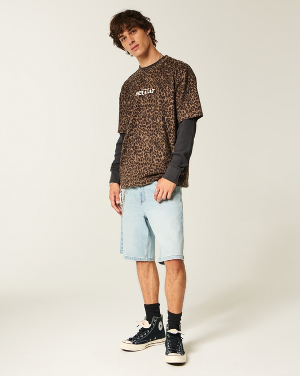 Baggy Denim Shorts, Light view 1