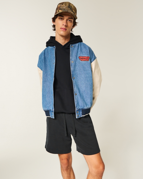 Above-the-Knee Fleece Shorts, Black view 1