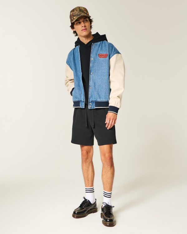 Above-the-Knee Fleece Shorts, Black view 2