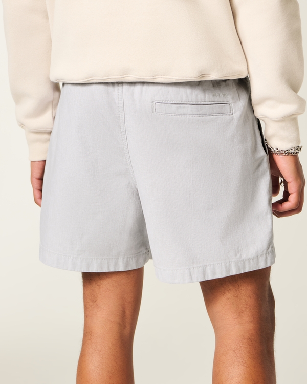 Mid-Thigh Linen-Blend Pull-On Shorts, Gray view 2