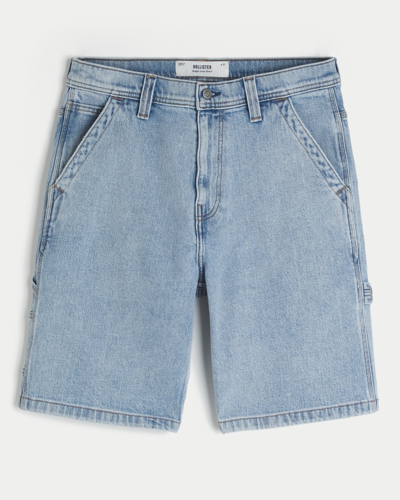 Men's Light Wash Baggy Denim Painter Shorts | Men's Clearance
