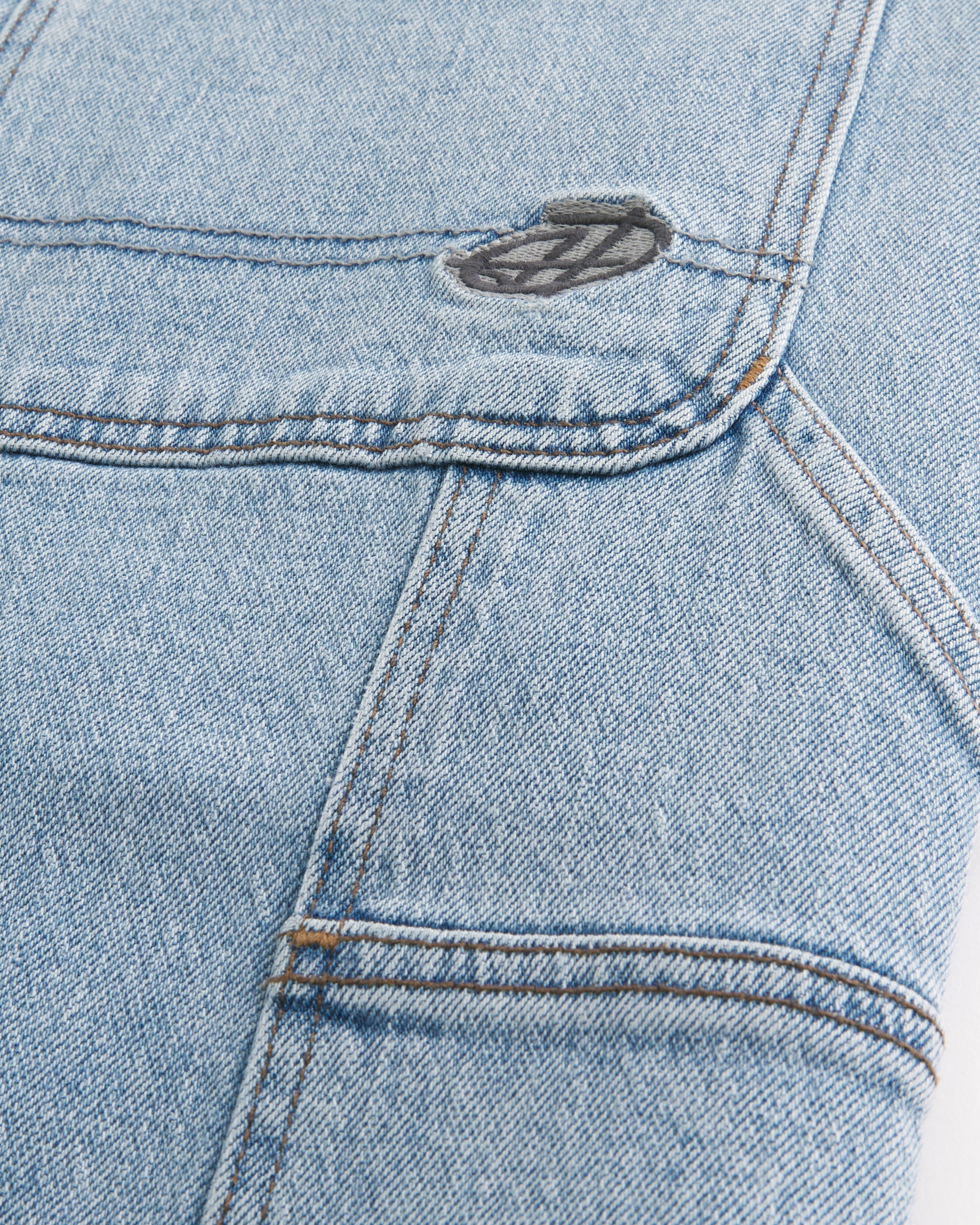 Light Wash Baggy Denim Painter Shorts