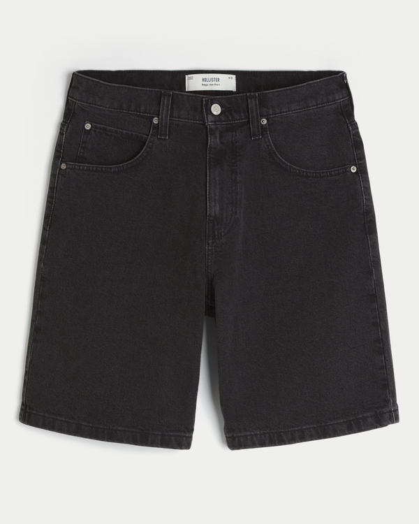 Baggy Denim Shorts, Black view 1