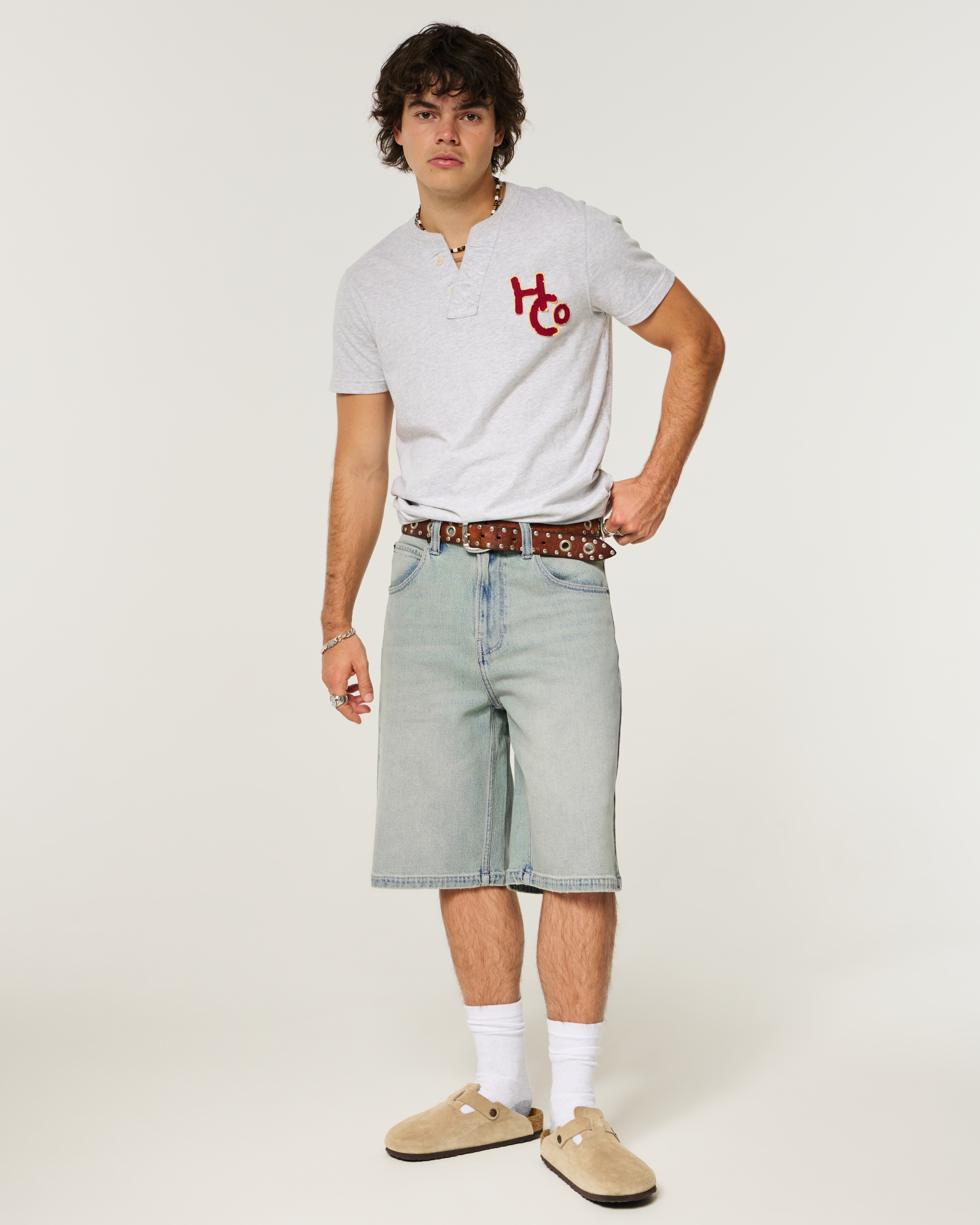 Spider Embroidery Super Baggy Denim Shorts